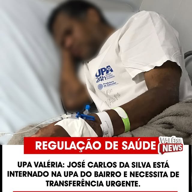 O paciente José Carlos da Silva Carvalho está internado na Sala Vermelha da UPA do bairro Valéria…