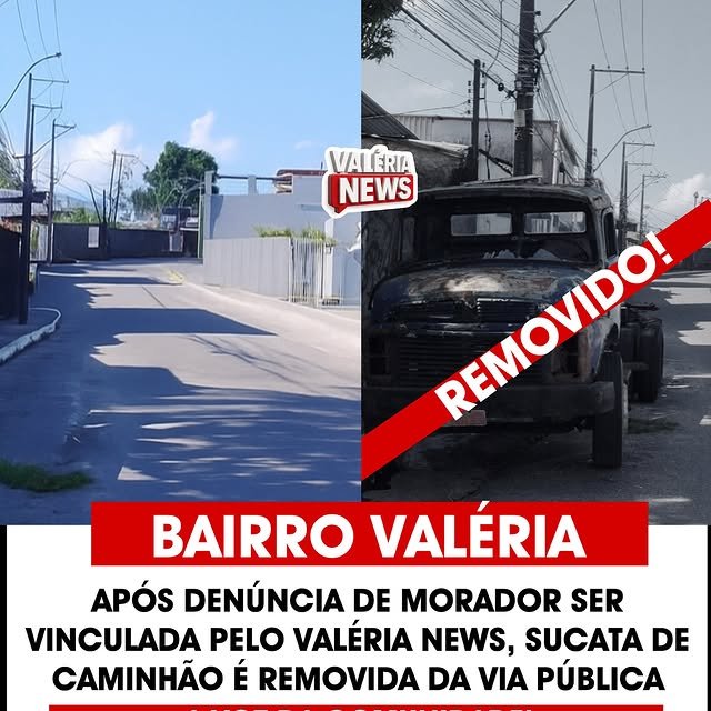 Após uma denúncia de um morador publicada no Valéria News no domingo, dia 21, uma sucata de camin…