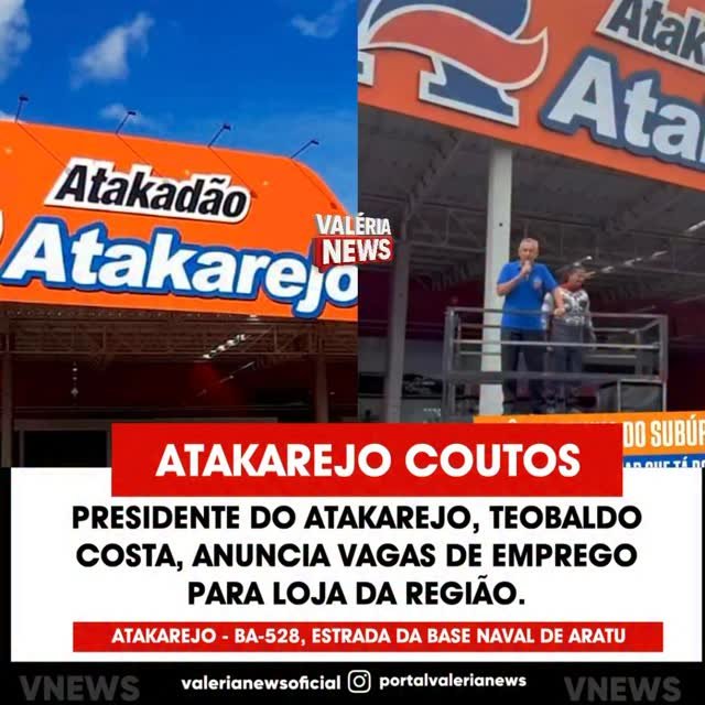 O presidente do Atakarejo, Teobaldo Costa, anunciou a abertura de vagas para a unidade localizada…