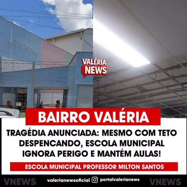 Mesmo após parte do teto de salas de aula despencar na última quinta-feira (23), Escola Municipal…