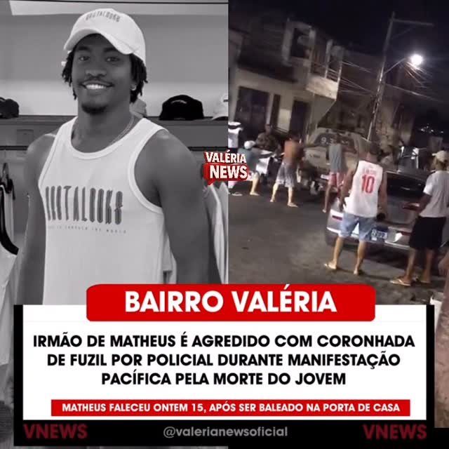Matheus, morador de Nova Brasília de Valéria, foi baleado na porta de casa na última segunda-feir…