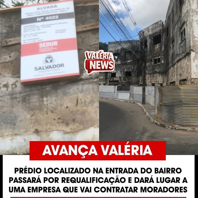 PRÉDIO NA ENTRADA DE VALÉRIA PASSARÁ POR REQUALIFICAÇÃO E VAI GERAR EMPREGOS PARA MORADORES

Loca…