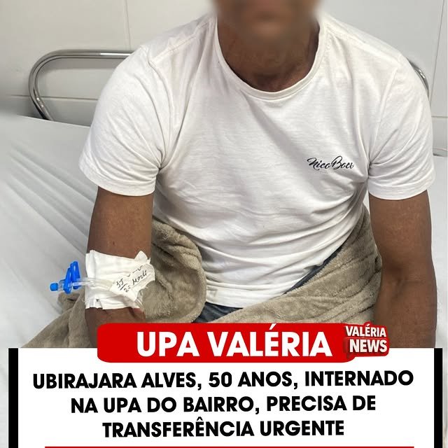 Ubirajara Alves Braga, de 50 anos, encontra-se internado na UPA do bairro Valéria e, devido à gra…