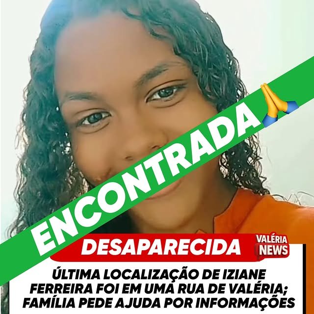 Iziane Ferreira dos Santos, de 20 anos, que estava desaparecida desde a última segunda-feira, foi…