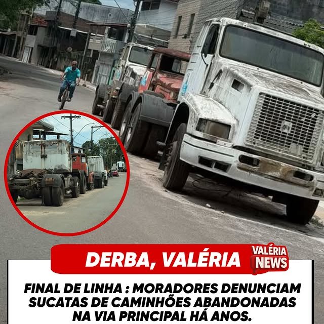 Moradores do Derba, em Valéria, denunciam o abandono de sucatas de caminhões no final de linha, q…