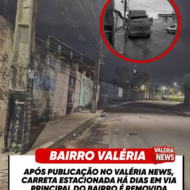 Após a publicação da denúncia no Valéria News, o proprietário da carreta compareceu ao local e re…