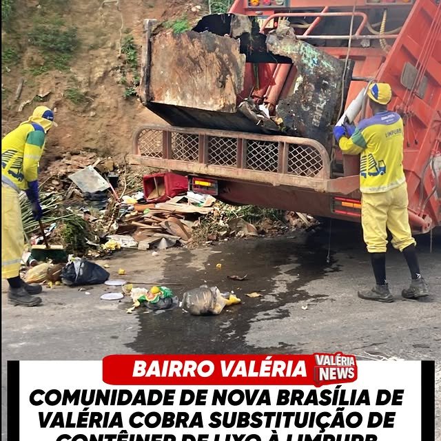 Moradores de Nova Brasília, no bairro Valéria, denunciam a situação crítica de um contêiner de li…